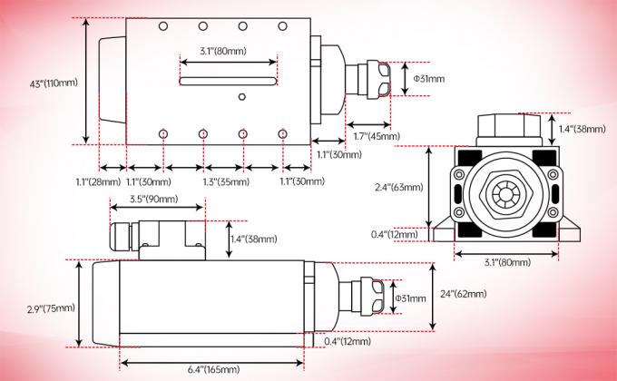 2.2kw ER20 CNC Spindle Motor Kit с воздушным охлаждением для машин с ЧПУ 1